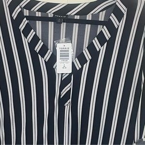 Torrid Black and White Striped 3/4 Length Sleeve Top